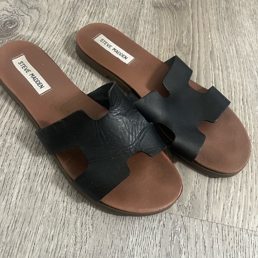 Steve Madden Black Slide Sandals for Women